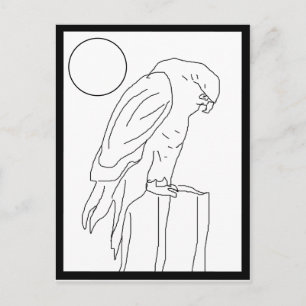 Tarjeta postal - halcón en poste para colorear