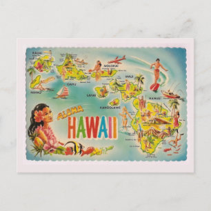 Tarjeta postal hawaiana antigua