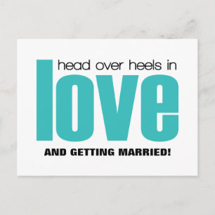 Tarjeta postal Head Over Heels Save the Date, Aqua