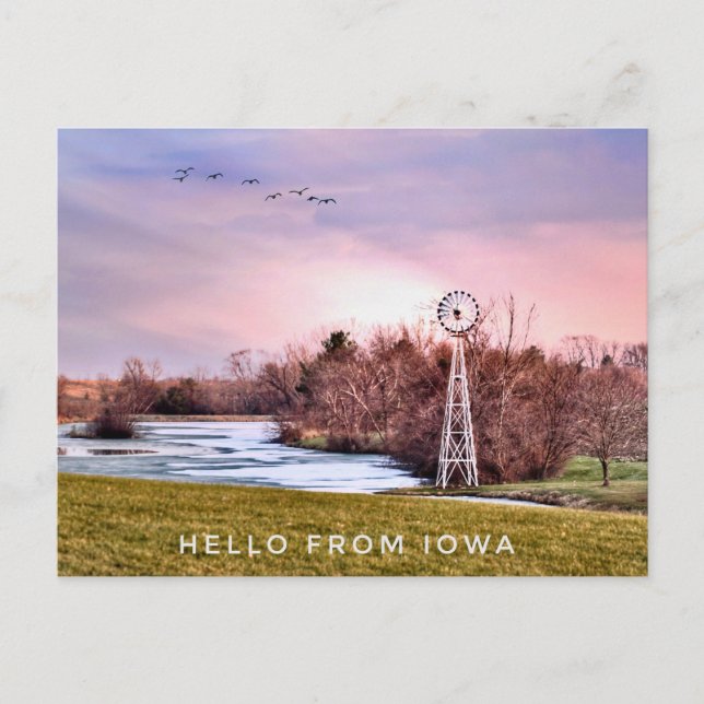 Tarjeta postal Hello Country de Iowa (Anverso)