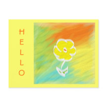 Tarjeta postal Hello de Flor pintada a mano