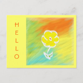 Tarjeta postal Hello de Flor pintada a mano