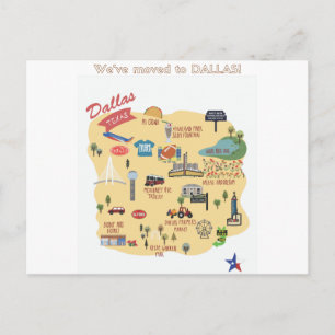 Tarjeta Postal Hemos Nos Mudado a Dallas Texas