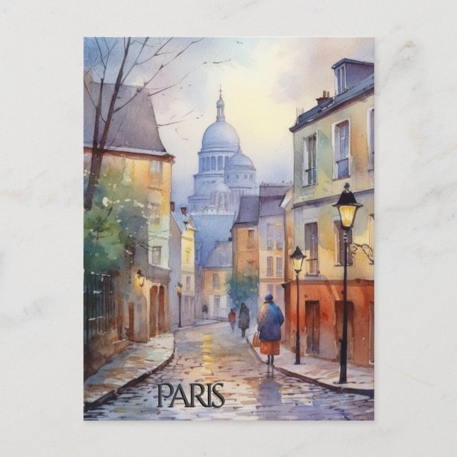 Tarjeta postal Hermosa acuarela de París Viajes (Anverso)