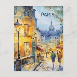 TARJETA POSTAL Hermosa acuarela de viaje a París