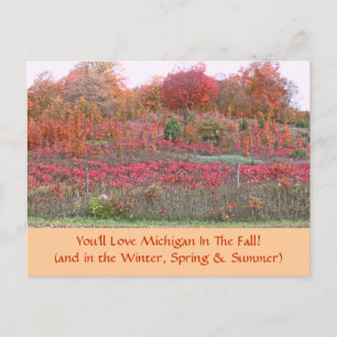TARJETA POSTAL, "HILLSIDE ABLAZE CON COLOR" (MICHI