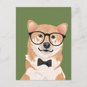 Tarjeta postal Hipster Shiba Inu