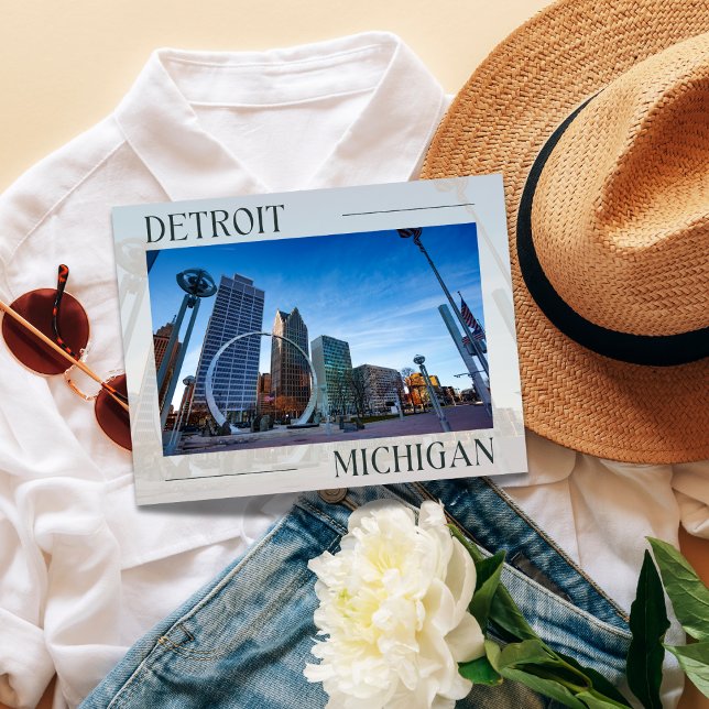 Tarjeta postal histórica moderna de Detroit (Birthday Depot
Modern Detroit Landmark Postcard)