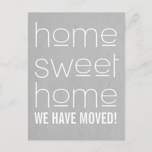 Tarjeta postal Hogar Dulce Hogar Moderno Gris (Anverso)