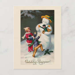 Tarjeta postal holandesa vintage "Gelukkig Nieunja