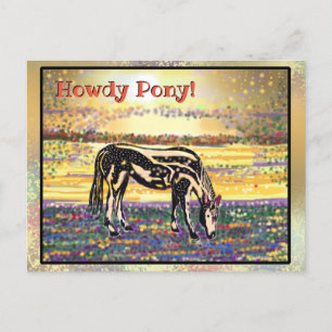 Tarjeta postal "Howdy" de Star Sunset Pony mascota