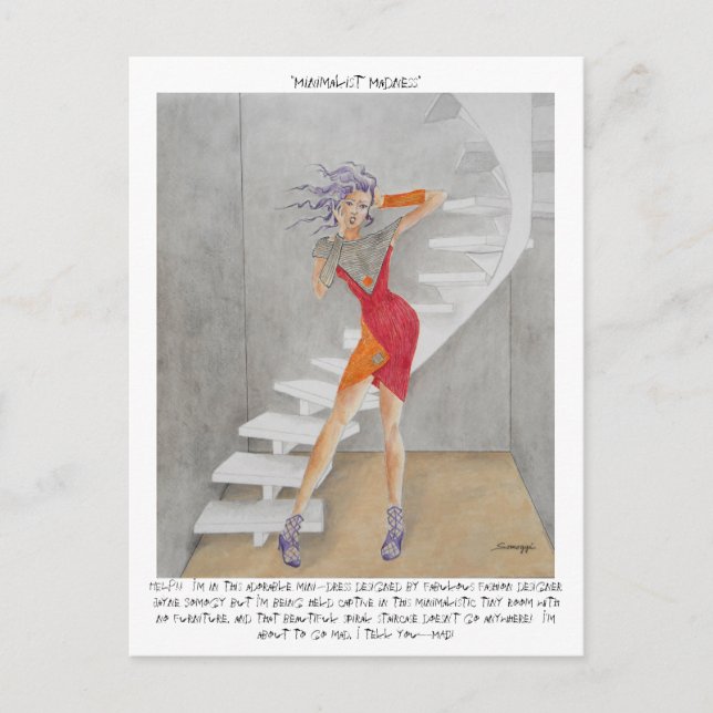 Tarjeta postal humorística con arte original (Anverso)