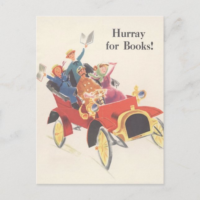 Tarjeta postal "Hurray for Books", Poster de la Bi (Anverso)