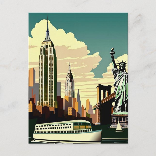 Tarjeta postal icónica de la ciudad de Nueva York (Anverso)