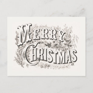 TARJETA POSTAL : ILUSTRACION VINTAGE MERRY NAVIDAD