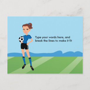 Tarjeta postal ilustrada de fútbol femenino