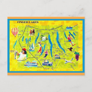 Tarjeta postal ilustrada de New York Finger Lakes