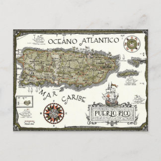 Tarjeta postal ilustrada del mapa español de Puert