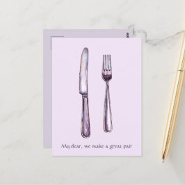 Tarjeta postal impresa de Lavender Knife & Fork