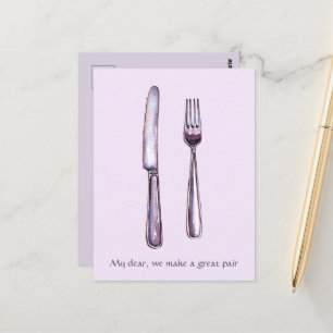 Tarjeta postal impresa de Lavender Knife & Fork