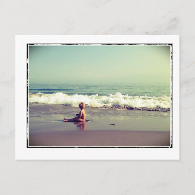 Tarjeta postal infantil en la playa (Anverso)