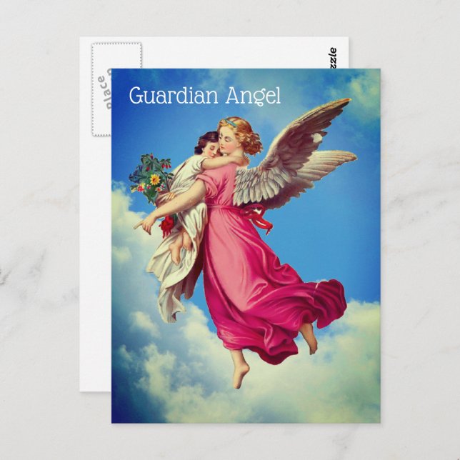 Tarjeta postal Inspiradora para el Ángel de la Gua (Anverso / Reverso)