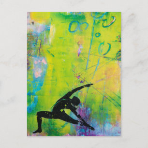Tarjeta postal inversa de Chica de yoga guerrero