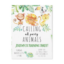 Tarjeta Postal Invitación de Fiesta de la Jungla p
