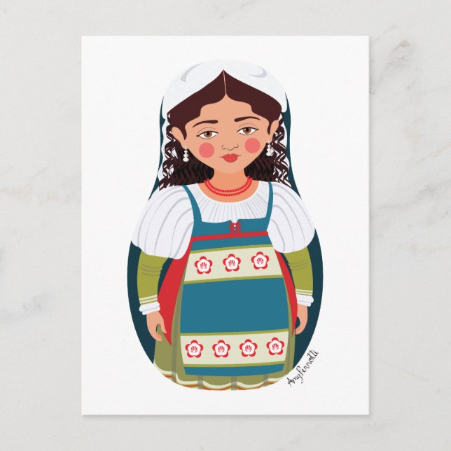 Tarjeta postal italiana de Matriuska (Anverso)