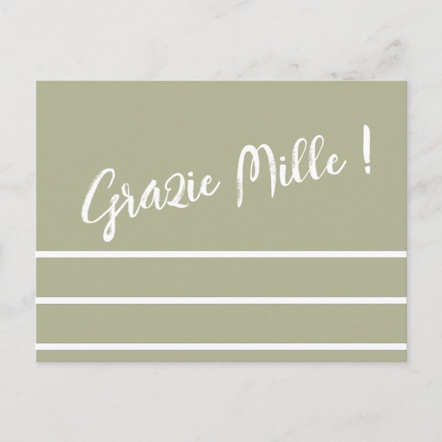 Tarjeta postal italiana de rayas Gracias (Anverso)