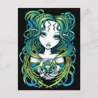 Tarjeta postal "Kallan" Green Lotus Water Angel