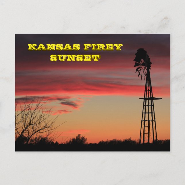 Tarjeta postal Kansas Firey Sunset (Anverso)