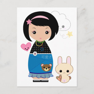 Tarjeta postal Kawaii Kokeshi