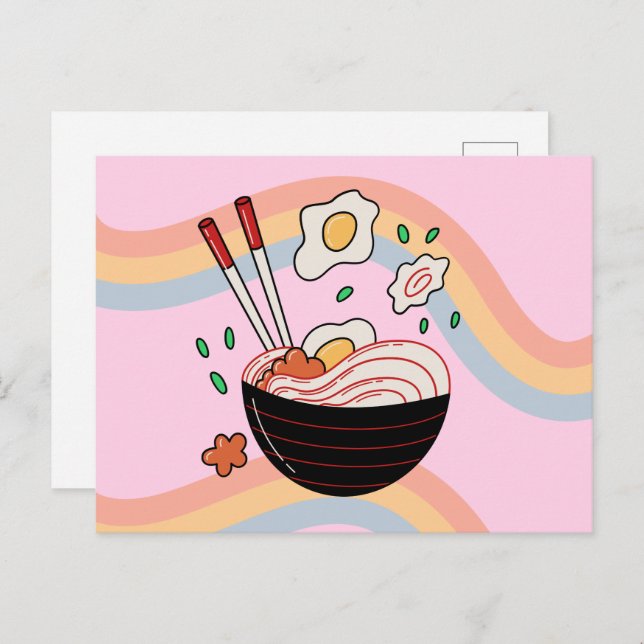 Tarjeta postal Kawaii Noodles (Anverso / Reverso)