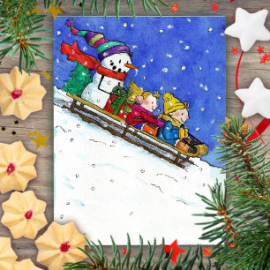Tarjeta postal KIDS ON SLED de Nicole Janes