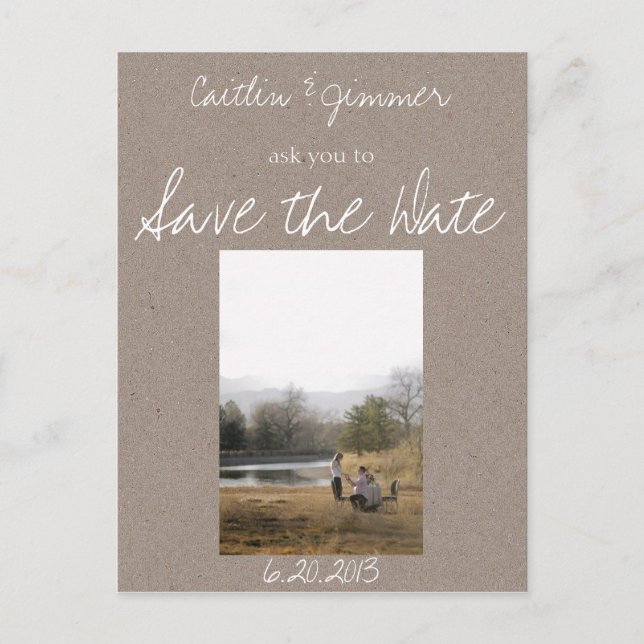 Tarjeta Postal Kraft Save The Date (Anverso)