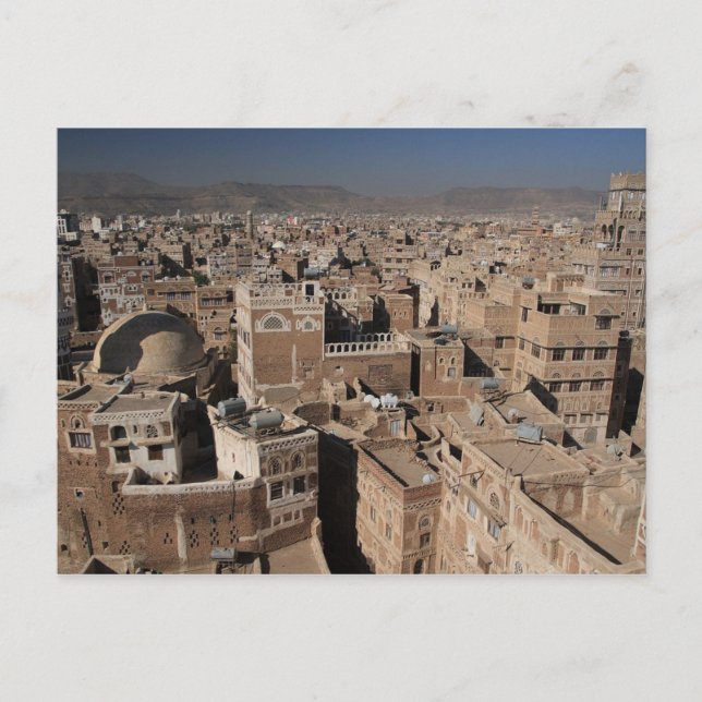 Tarjeta postal La ciudad de Sana'a, Yemen (Anverso)