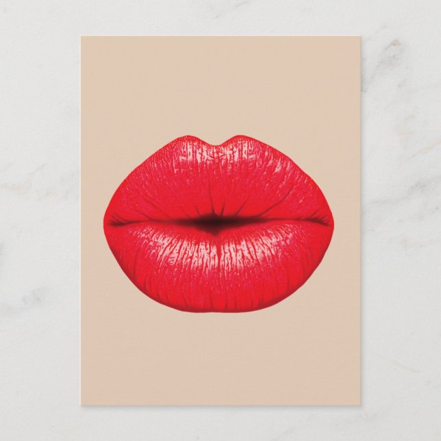 TARJETA POSTAL LABIOS ROJOS BESO (Anverso)