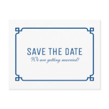 Tarjeta postal Lapis Blue Deco Chic Save the Date