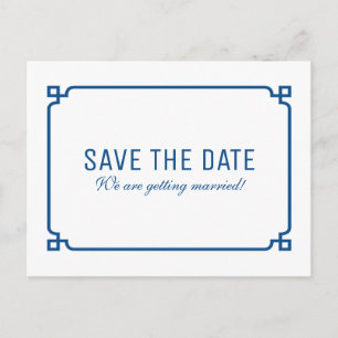 Tarjeta postal Lapis Blue Deco Chic Save the Date