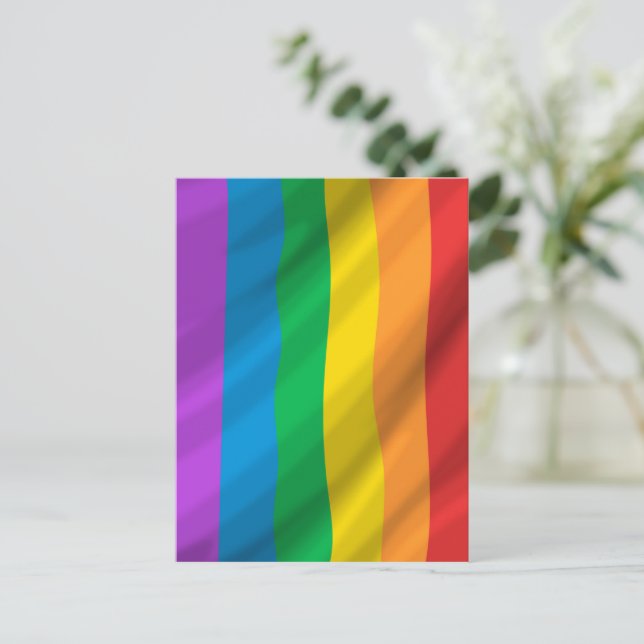 Tarjeta postal LGBT de pintura al óleo arcoíris –  (Anverso de pie)