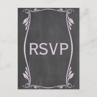 Tarjeta postal Lilac Flourish Chalkboard RSVP