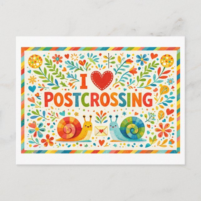 Tarjeta postal linda de "Me encanta Postcrossing" (Anverso)