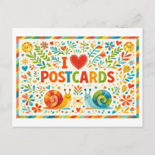 Tarjeta postal linda de "Me encantan las tarjetas 