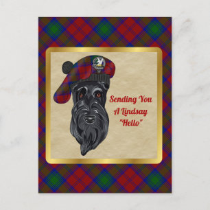 Tarjeta postal Lindsay Clan Badge & Tartan