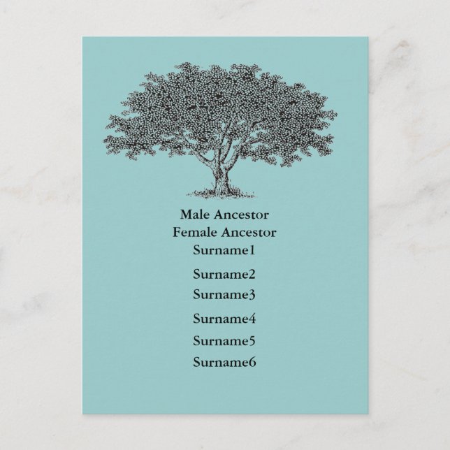 Tarjeta postal - Lista del árbol genealógico (Anverso)