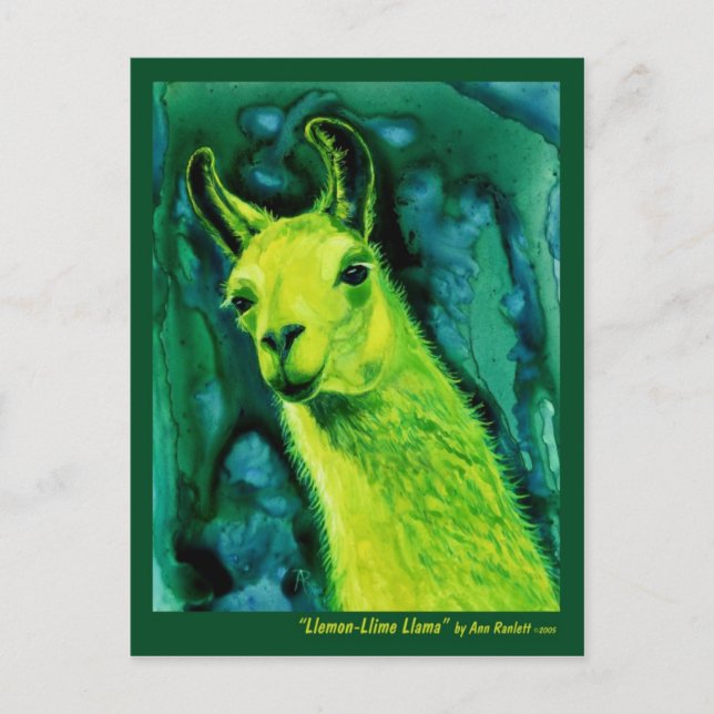 Tarjeta postal Llama - "Llemon-Llime Llama" (Anverso)