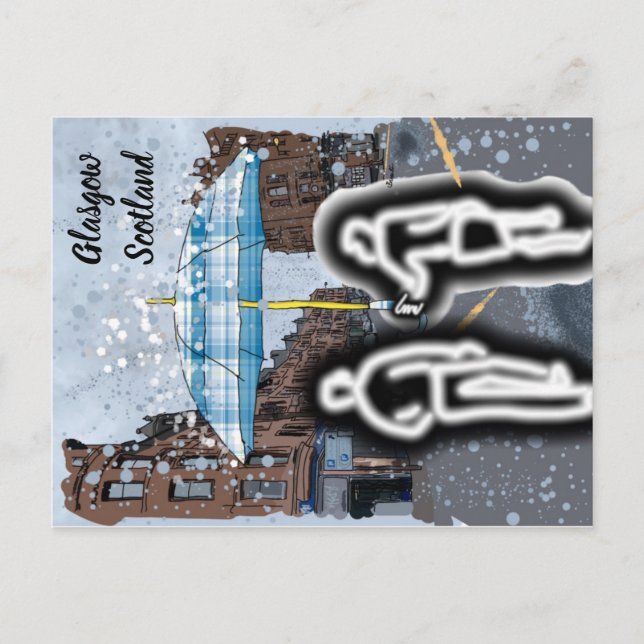 Tarjeta postal lluviosa de Glasgow Escocia (Anverso)