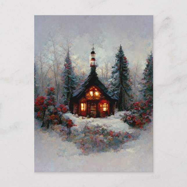 Tarjeta postal Logo Negocio Navidad Cabaña 2 (Anverso)