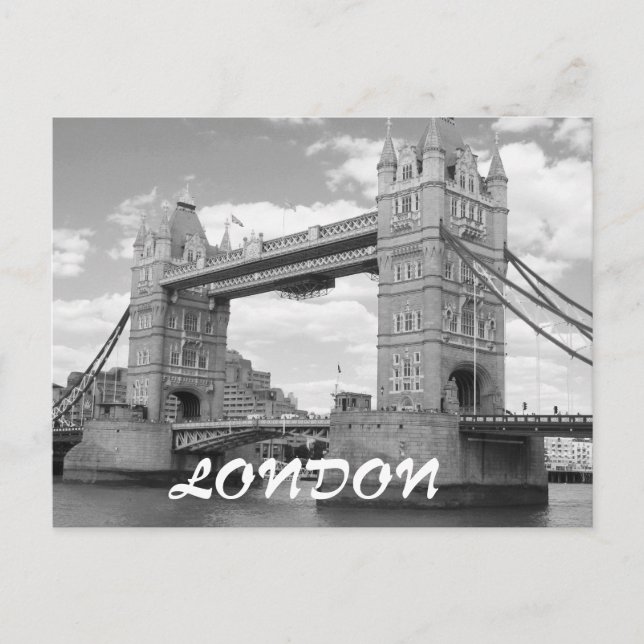 Tarjeta postal londinense Tower Bridge vintage (Anverso)